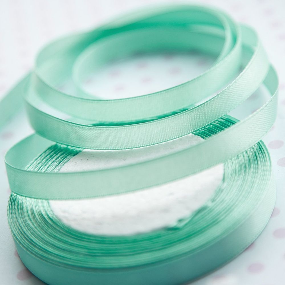 лента, атлас, цвет тиффани, ширина 10 мм ленты