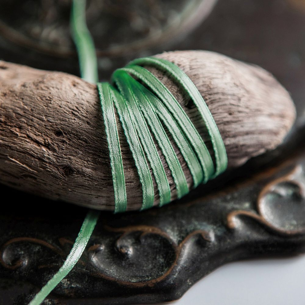 лента, атлас, цвет аквамарин, ширина 3 мм ленты