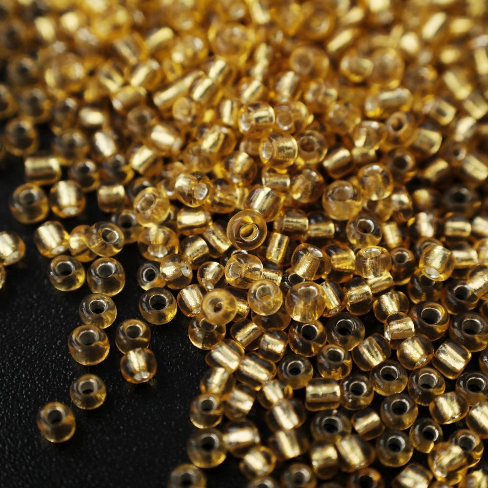 бисер "радуга", цвет медовый/серебрение, 12/0, уп 20 гр