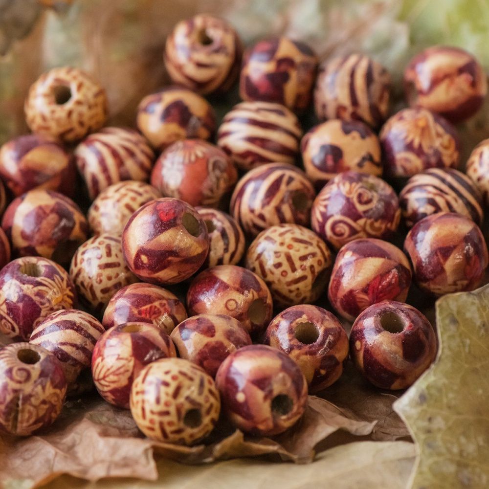 бусина дерево 16, с рисунком, 16х15 мм