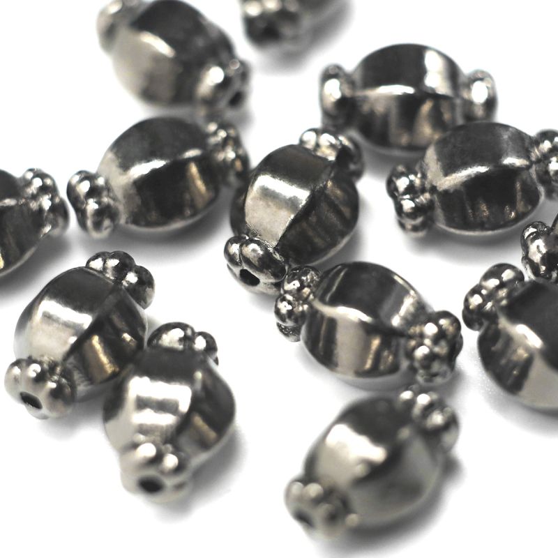 бусина, металл "бонбон", цвет черный, 10х7 мм