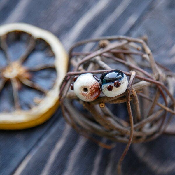 бусина, мурано "тирамису", круглая,14-15 мм