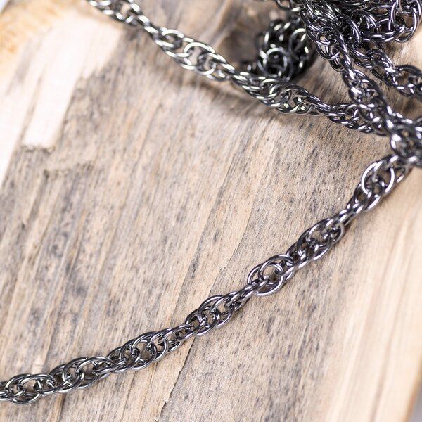 цепочка "кренделек", цвет черный, звено 6.2x1.2 мм