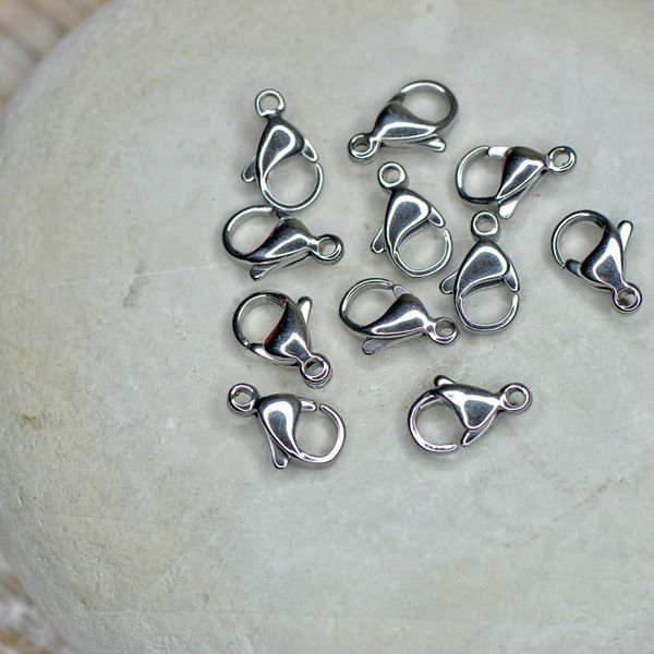 замочек-лобстер, цвет стальной, 13x8x4 мм