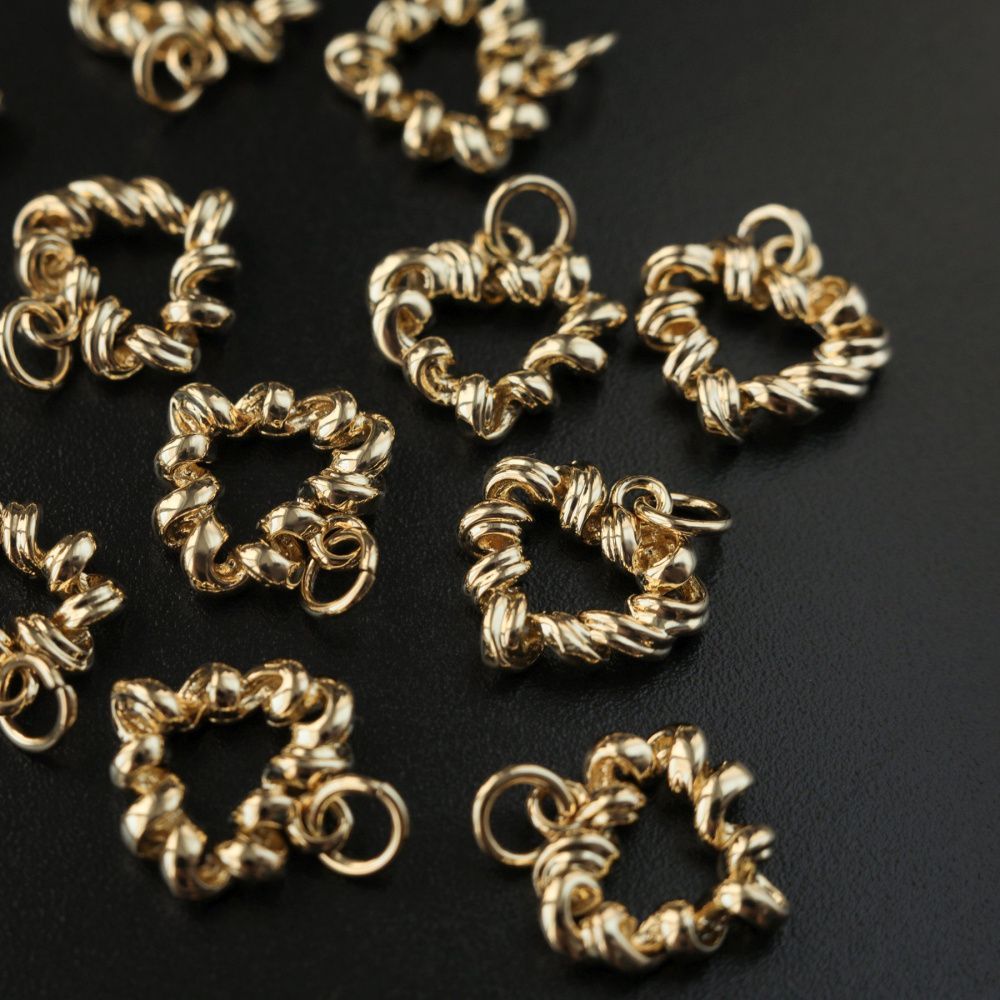 подвеска металл "сердечко-твист", позолота, 13x13x3 мм