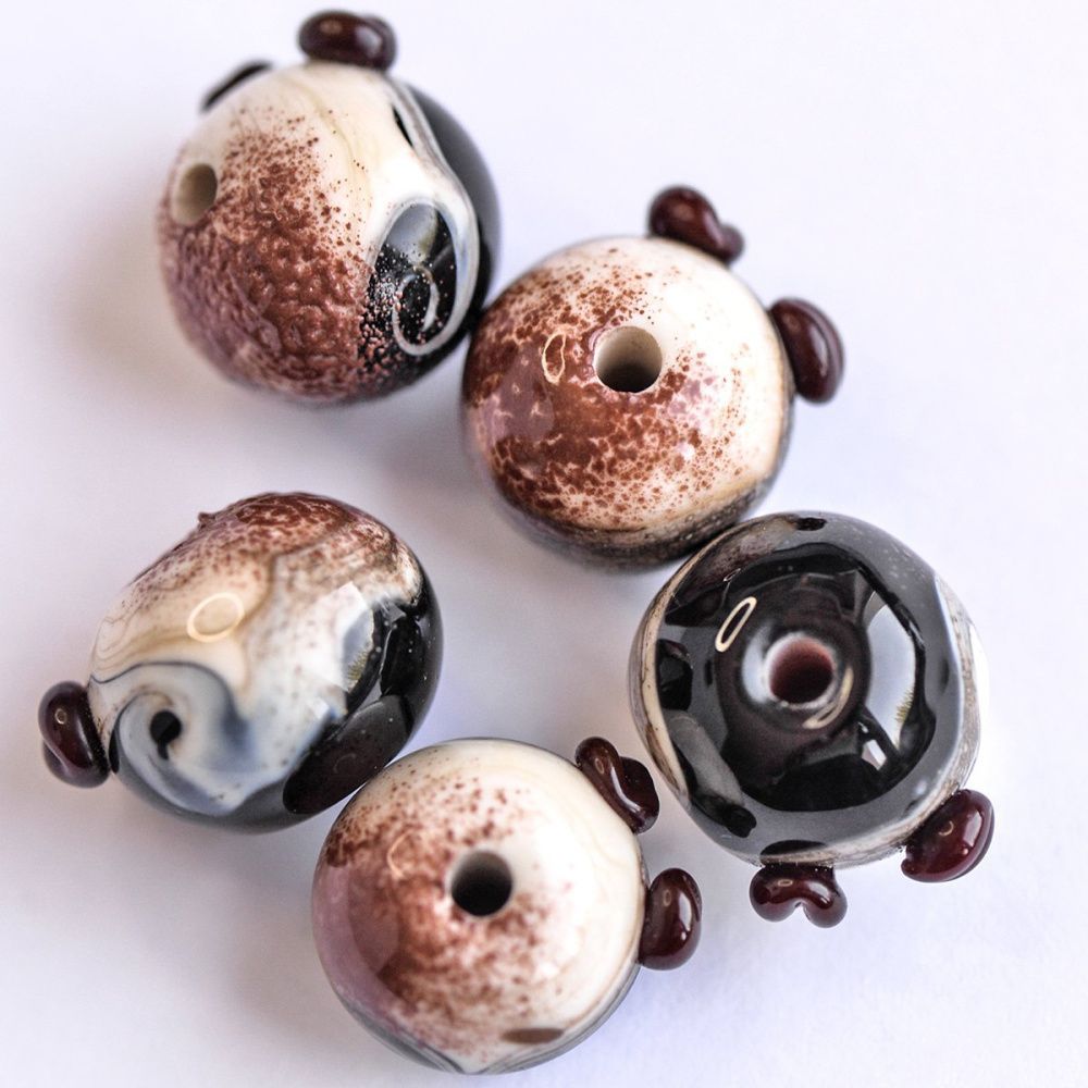 бусина, мурано "тирамису", круглая,14-15 мм