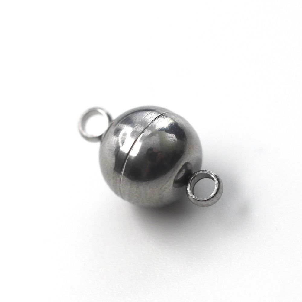 застежка магнитная "шарик", 201 stainless steel, цвет стальной, 13.5x8x8 мм