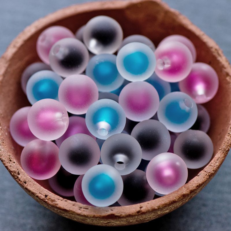 бусина-наконечник, акрил "двойная", матовая, цветовой микс, 15.5x15 мм