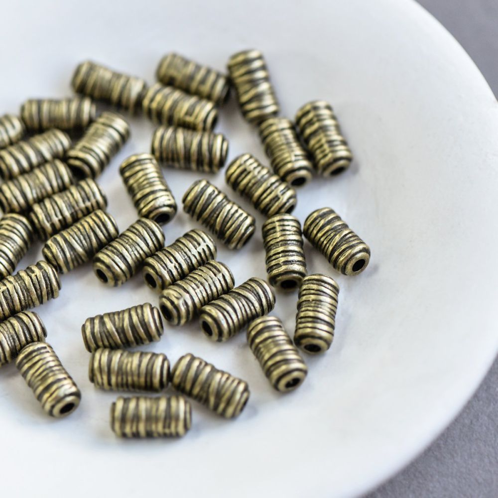 бусина, металл "серпантин", цвет античная бронза, 11х6 мм