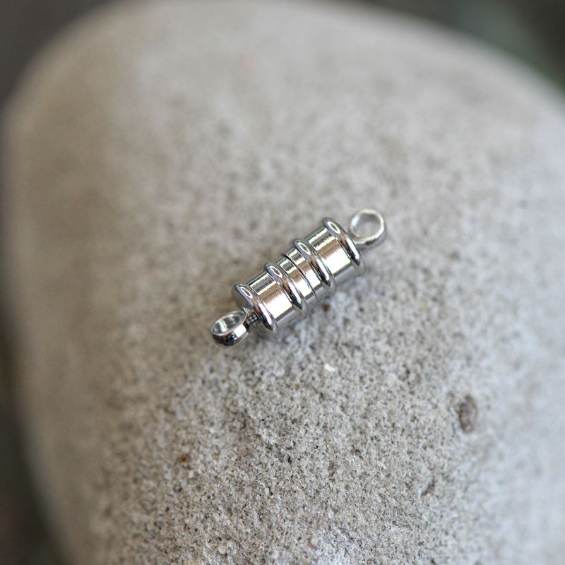 Замочки застежка магнитная "баррель", цвет платина, 17х6 мм