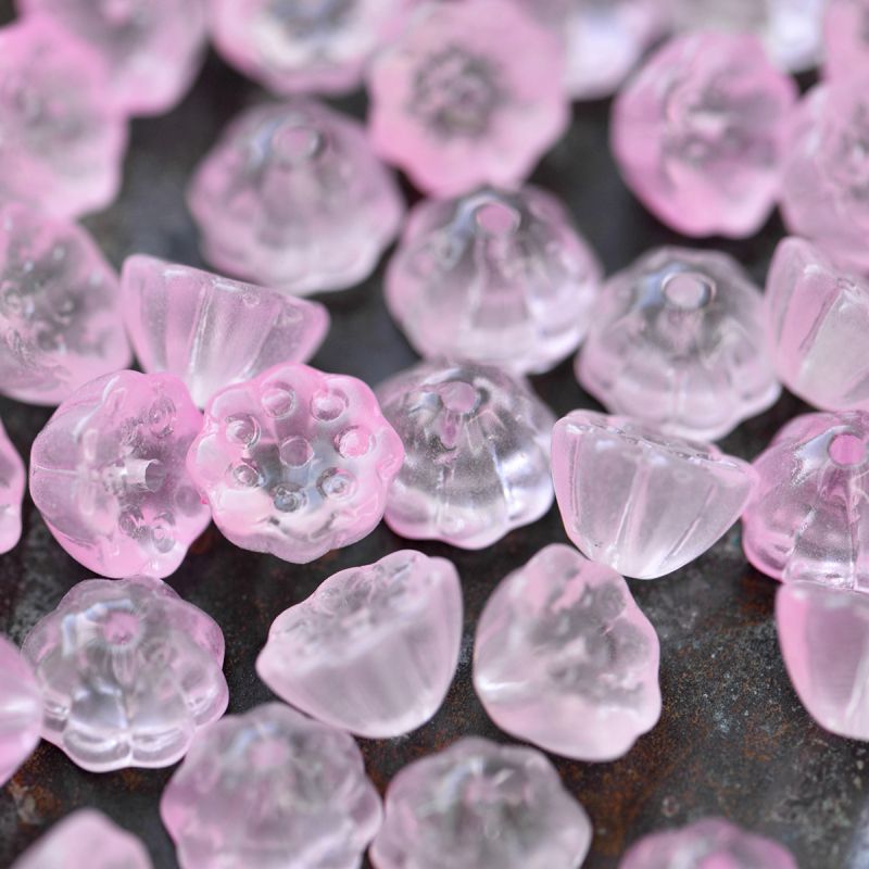 бусина "бутон лотоса", стекло, цвет розовый, 11x10.5x8 мм