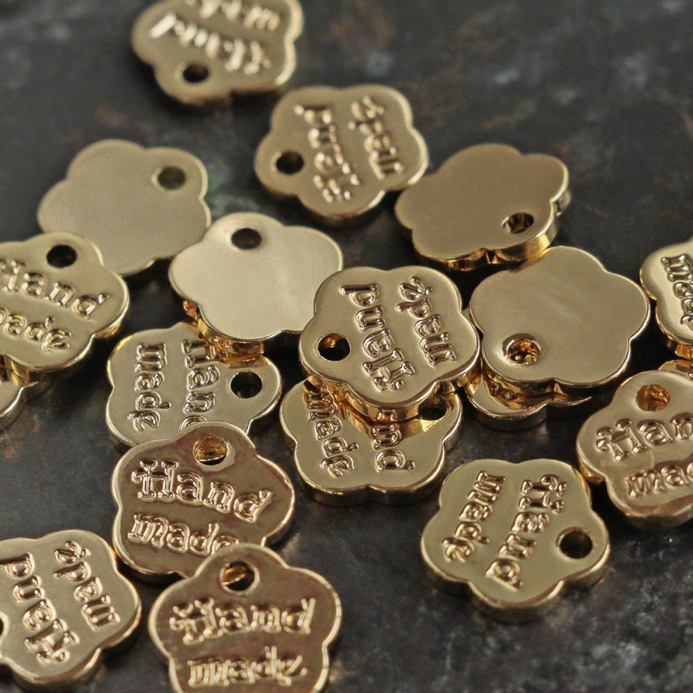 подвеска металл "handmade", позолота, 8x8x1 мм