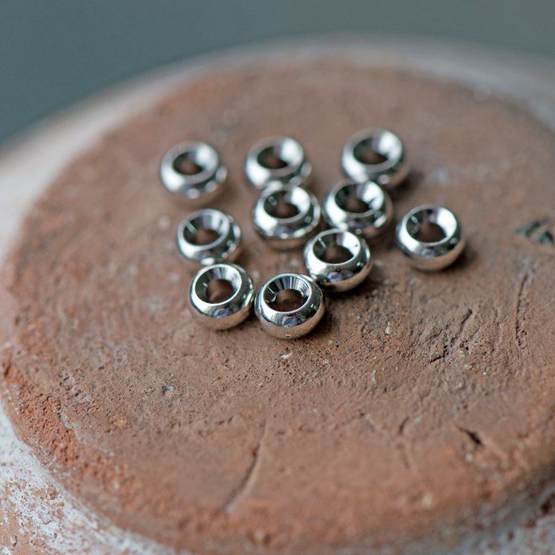 бусина-разделитель, металл "рондель", покрытие платина, 5x3 мм