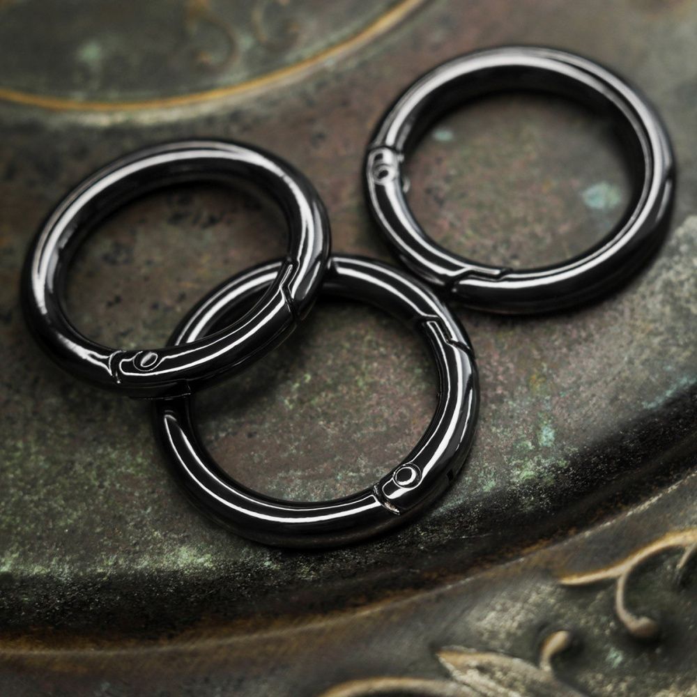 Замочки замок-кольцо для брелоков, цвет черный, 34.6x4.8 мм