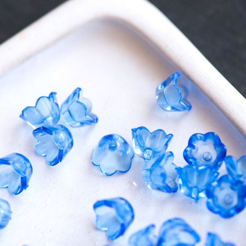 бусина, акрил "ландыш", цвет голубой прозрачный, 10х6 мм