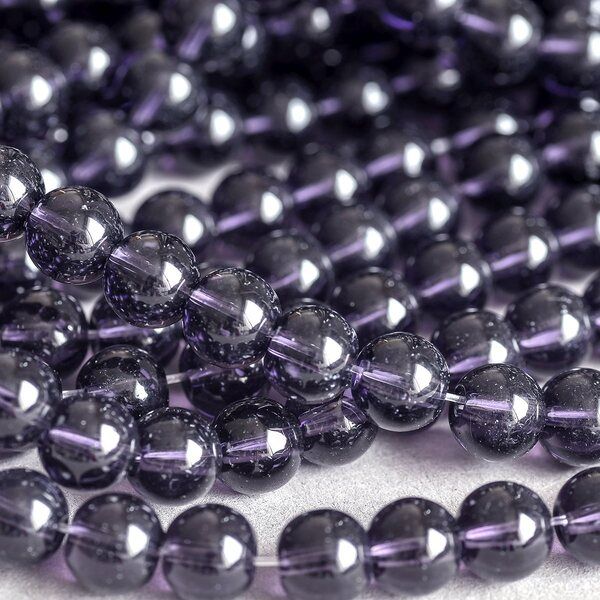 бусина, стекло 8, цвет фиолетовый, 8 мм