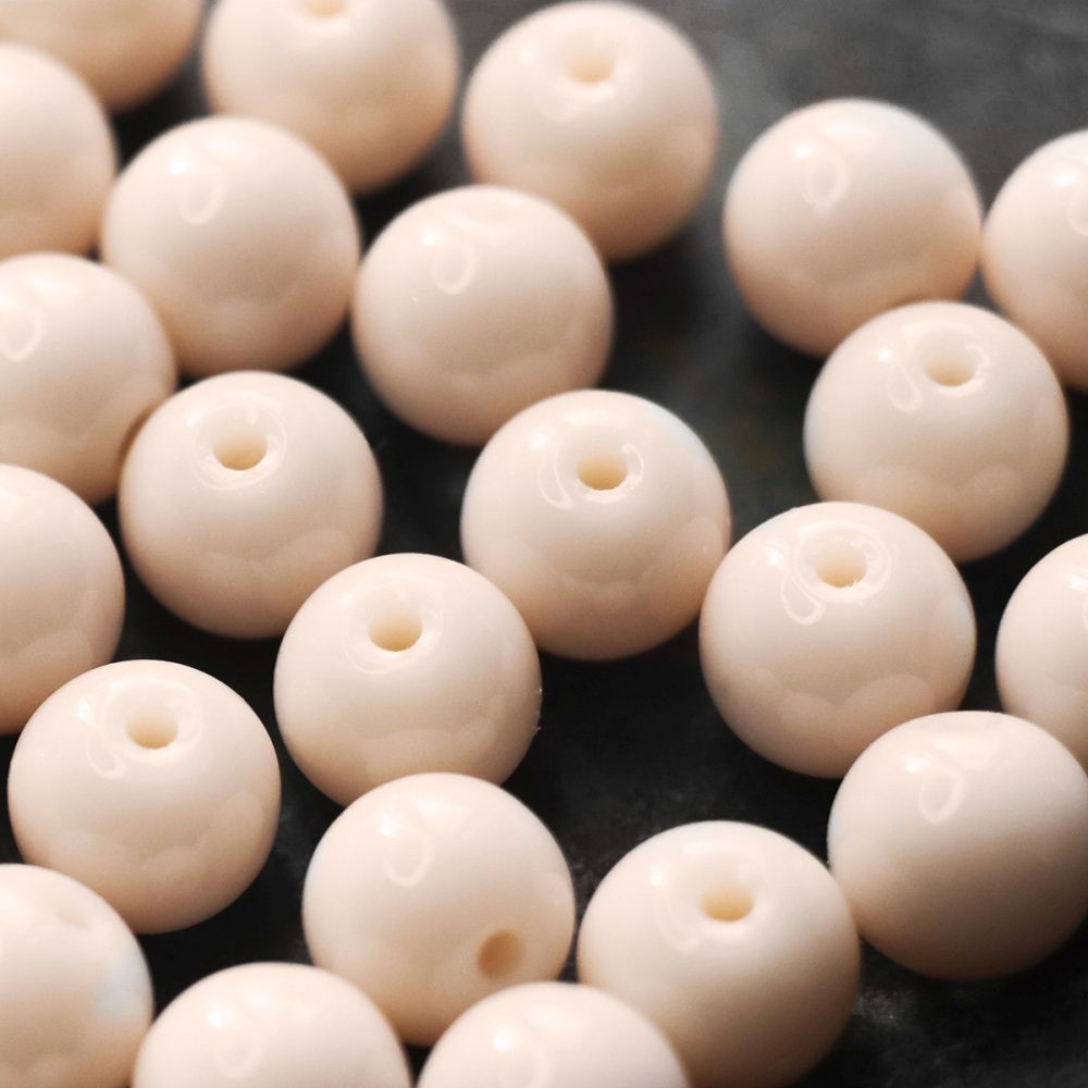 бусина, стекло 8, цвет персиковый, 8 мм