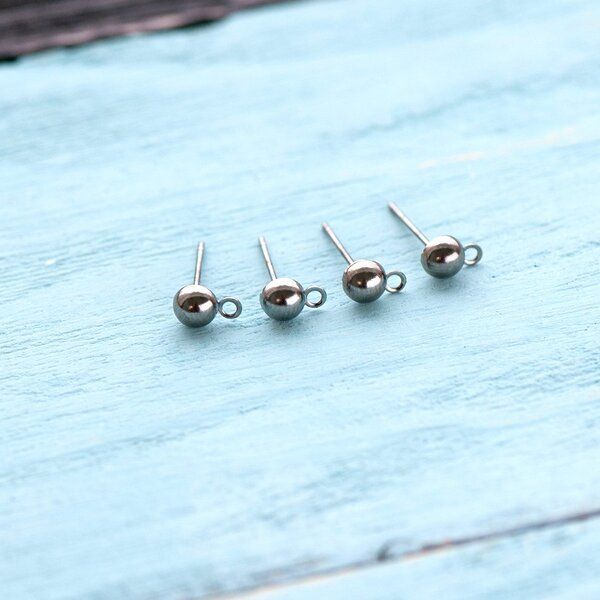 пуссеты "шарик", цвет черный, 12х4,5 мм