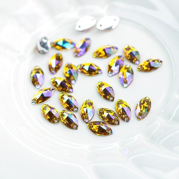 стразы пришивные navette, смола, топаз ав, 6х12 мм