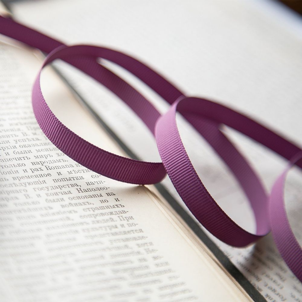 лента репсовая, цвет фиолетовый, ширина 9.5 мм ленты