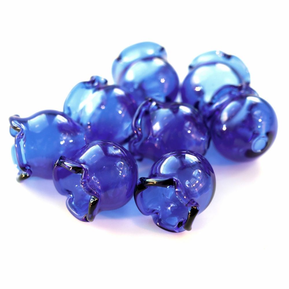 бусина, лэмпворк "колокольчик", синий, 16х15 мм