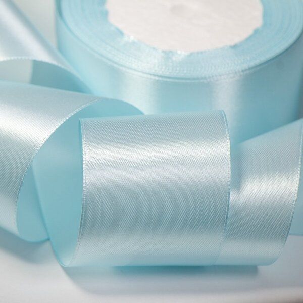 лента, атлас, цвет нежно-голубой, ширина 50 мм ленты
