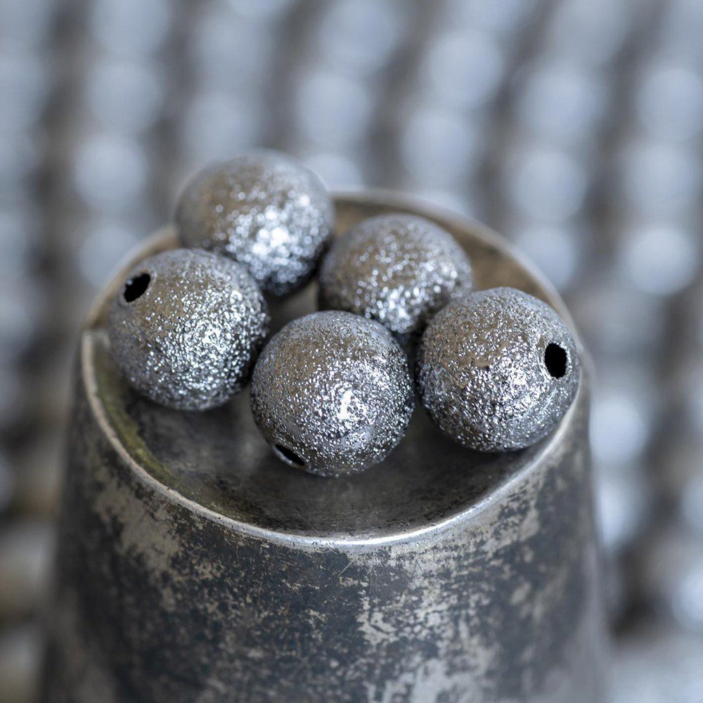 бусина, металл "звездная пыль" 8, цвет черный, 8 мм