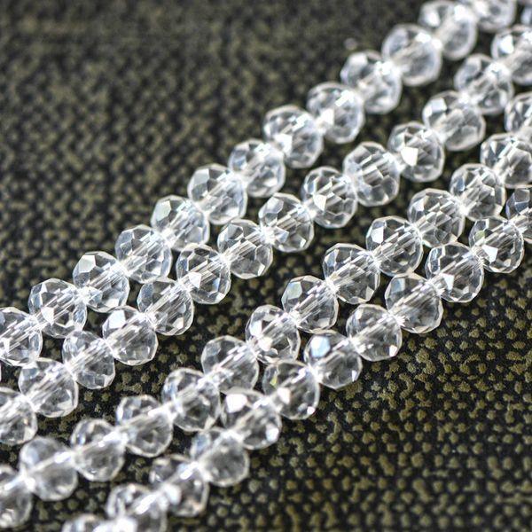 бусина, стекло абакус 6, граненая, цвет прозрачный, 6х4 мм