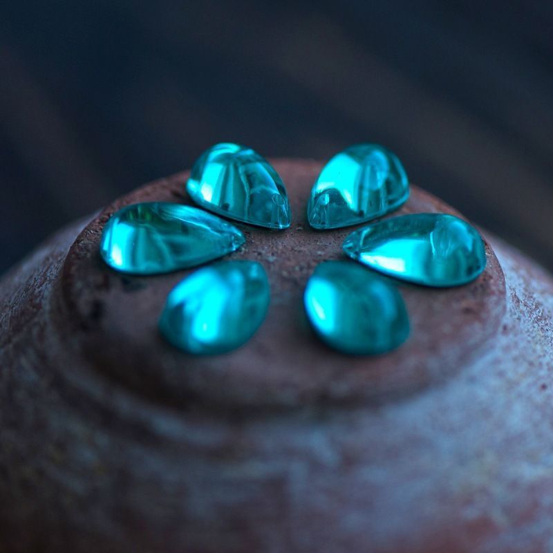 стразы пришивные "капля", акрил, цвет аквамарин, 15х9х6 мм