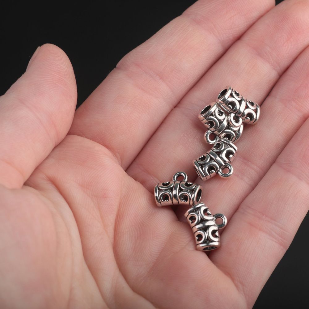 бейл "трубочка", цвет античное серебро, 10х12х6 мм