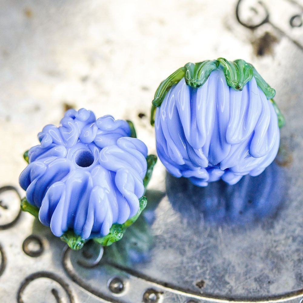 бусина, мурано "клевер", барвинковый, 22х15 мм