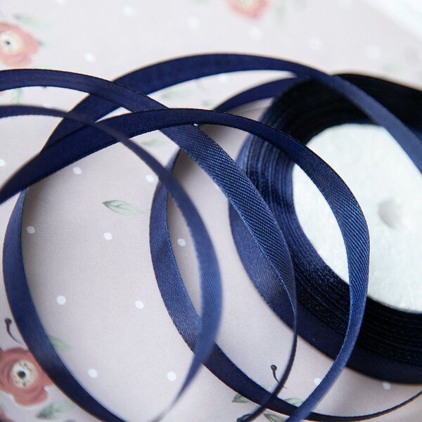 лента, атлас, цвет синий темный, ширина 10 мм ленты