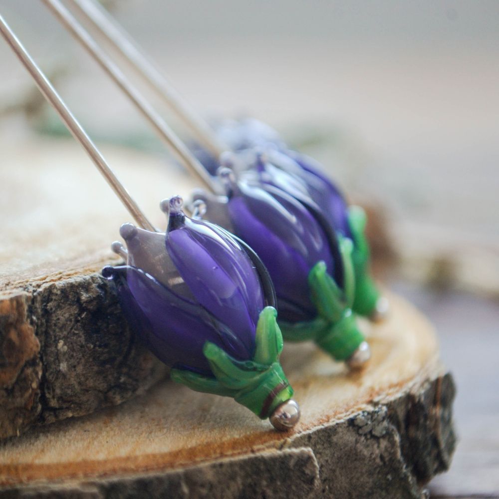 бусина, мурано "колокольчик", фигурная, лавандовый, 17х14 мм