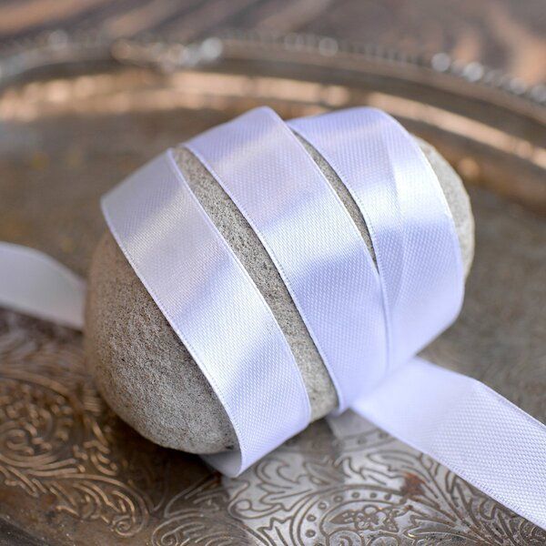 лента, атлас, цвет белый, ширина 15 мм ленты