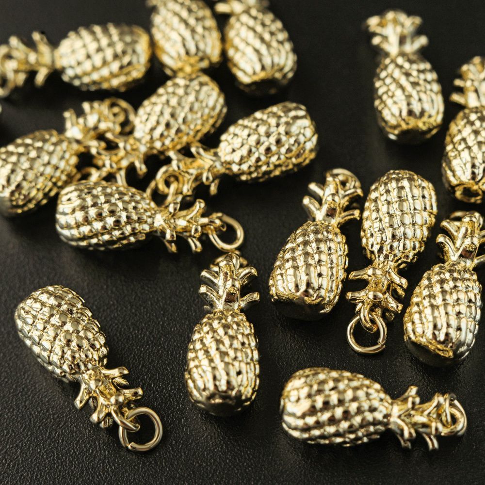 подвеска металл "ананас", позолота, 21x8x8 мм