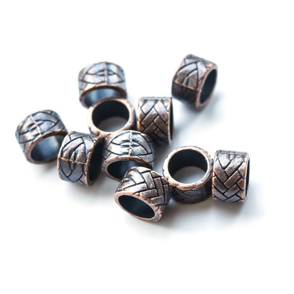 ес бусина металл "плетёнка", цвет красная медь, 13x8 мм