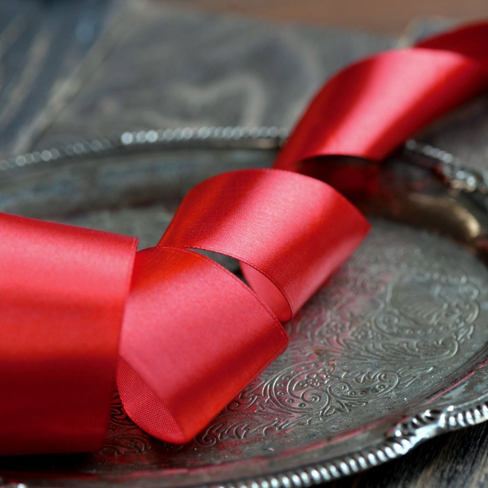 лента, атлас, цвет красный, ширина 40 мм ленты