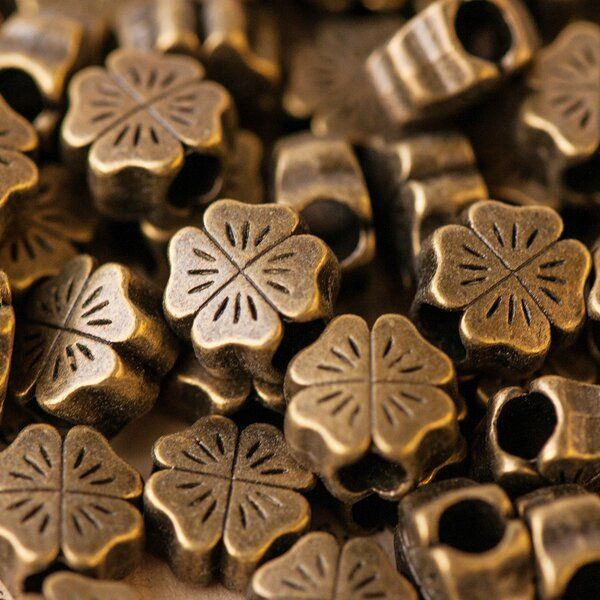 ес бусина металл "ирландский клевер", цвет античная бронза, 10х10х4 мм