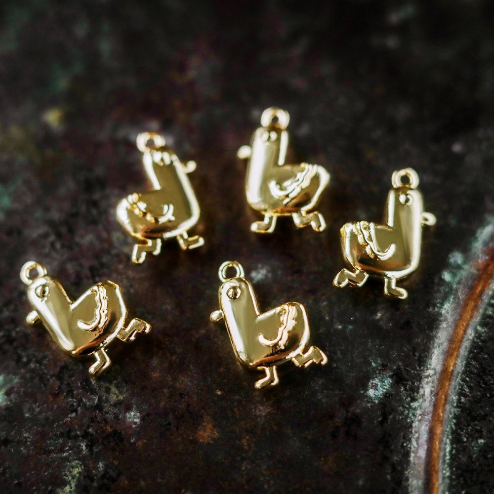 подвеска металл "гусь", позолота, 14x9 мм