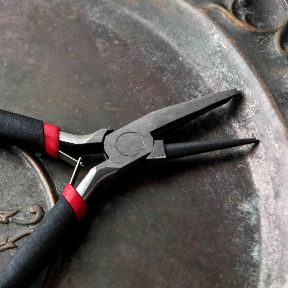 инструмент, круглогубцы с канавкой, черные ручки, 12x7x1 см