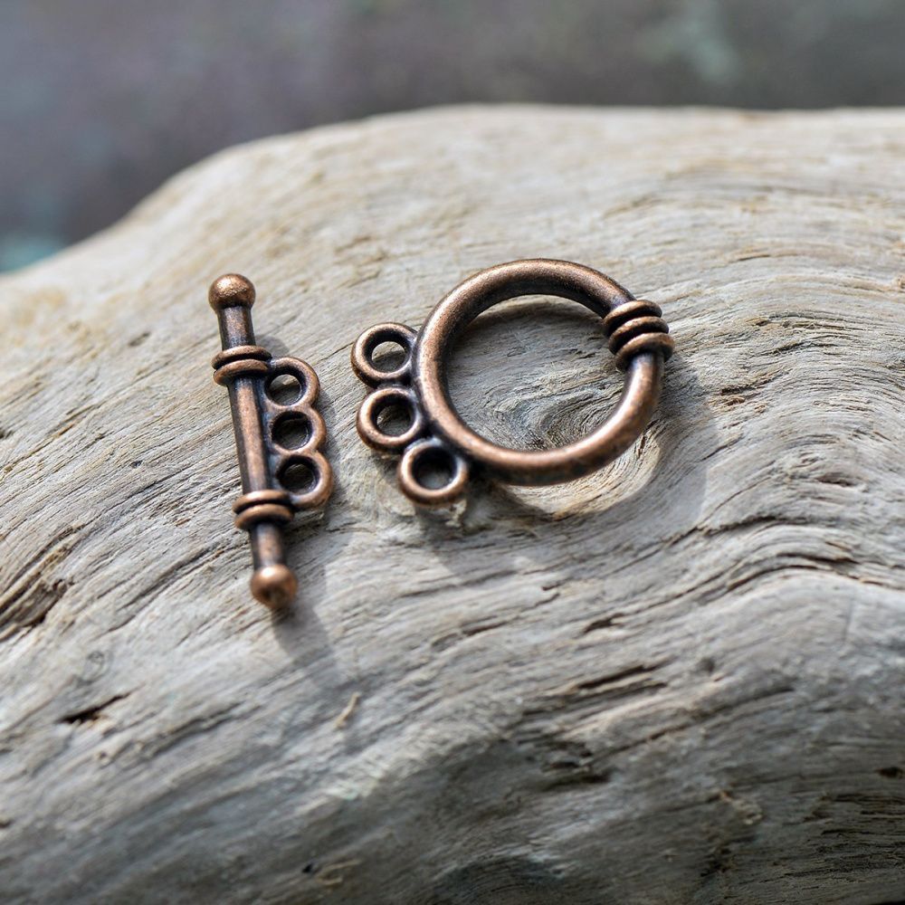 Замочки тоггл "трио", цвет красная медь, 18х14х3.5 мм