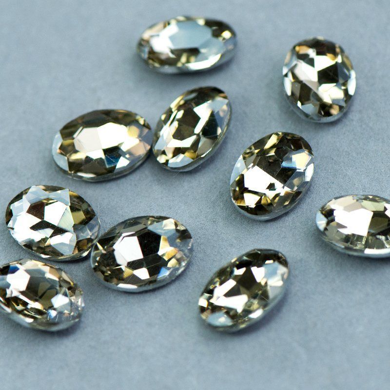 кабошон стекло кристалл, овальный, цвет lt.col.topaz, 14х10 мм