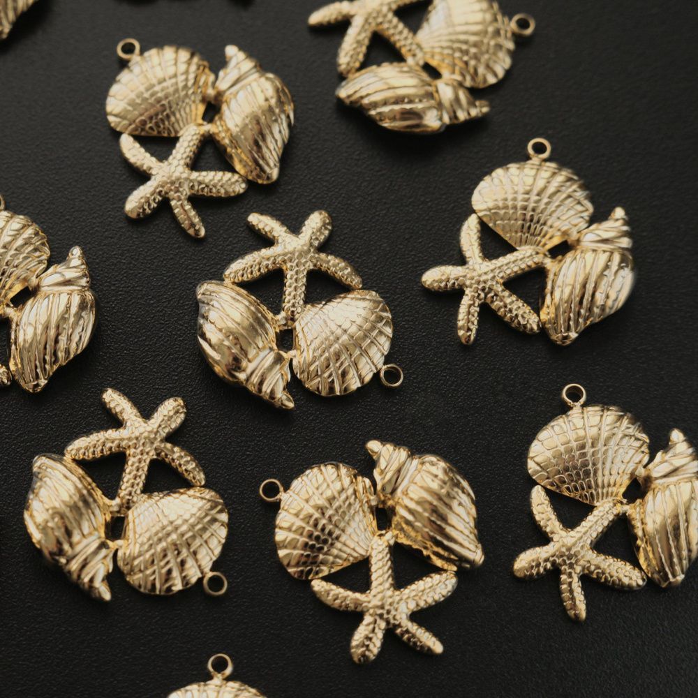 подвеска сталь "пляж", позолота, 23x18.5x4 мм