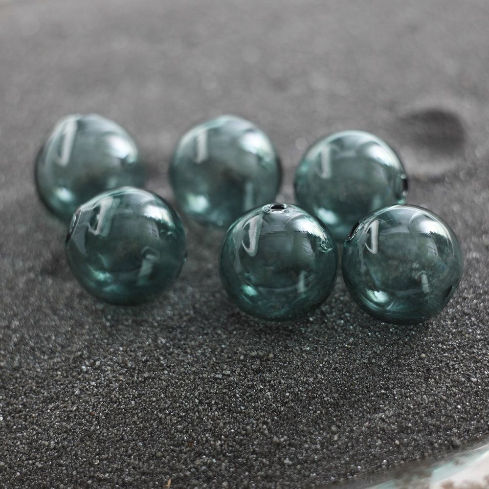 бусина, лэмпворк "шар", блеклый изумрудный, 18х17 мм