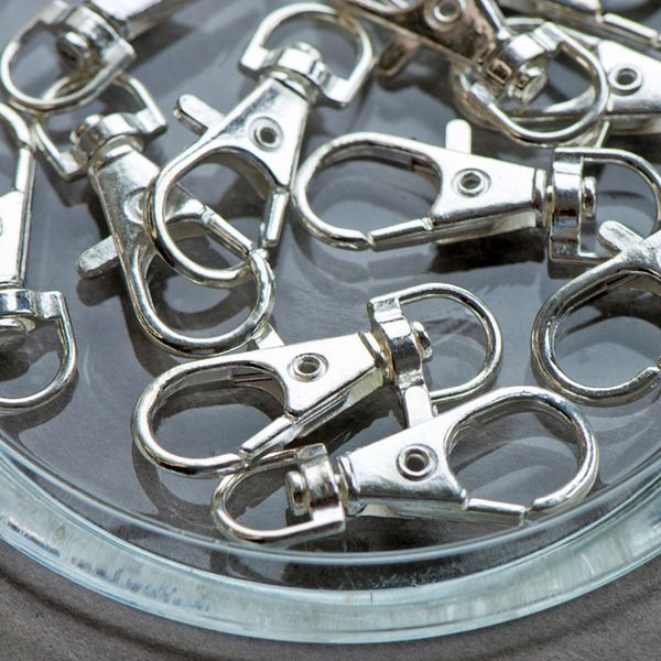 карабин, цвет серебро, для брелоков, 35x13 мм