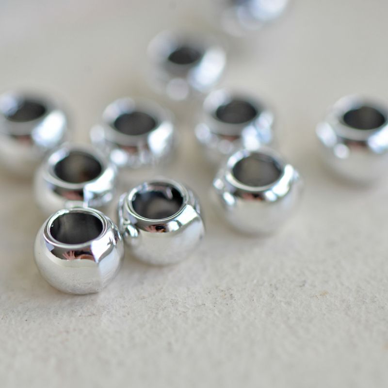 ес бусина металл "барабан", цвет платина, 6.5x5 мм