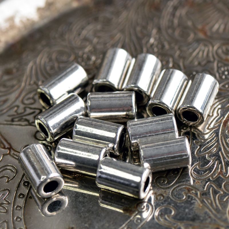 ес бусина металл "тубус", цвет античное серебро, 15x9.5 мм