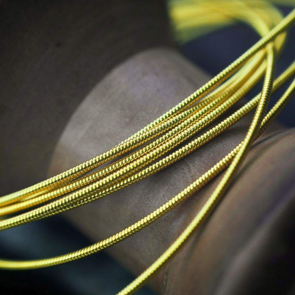 канитель жесткая, цвет лимонное золото, 1 мм