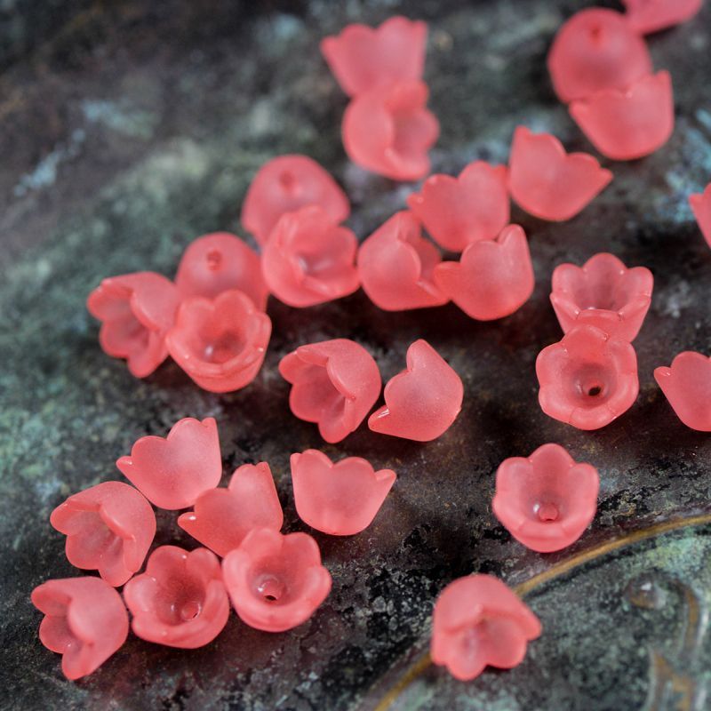 бусина, акрил "ландыш", цвет коралловый матовый, 10х6 мм