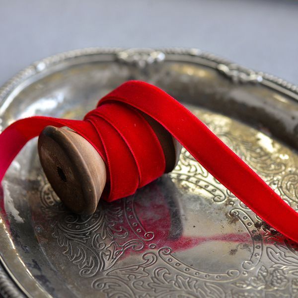 лента, бархат, цвет красный, ширина 12.7 мм ленты